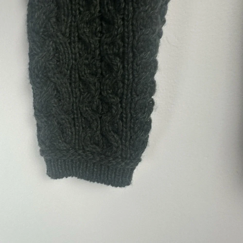 Aran Crafts Women's Cardigan Size Small Green Wool Ireland Cable Knit Fisherman - Picture 3 of 10